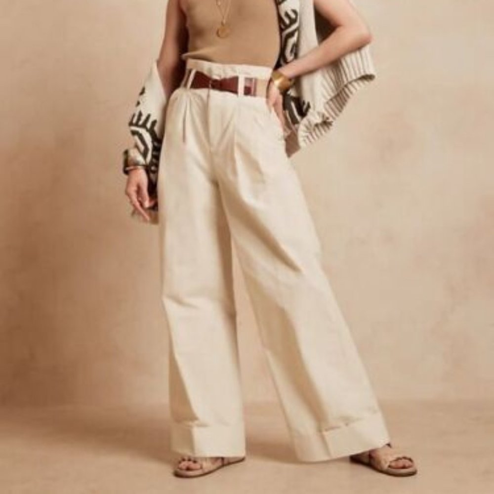 BRAND NEW - BANANA REPUBLIC Transition Cream Wide Leg Paperbag Pants